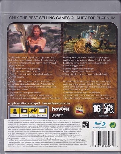 Heavenly Sword - Platinum - PS3 (B Grade) (Genbrug)